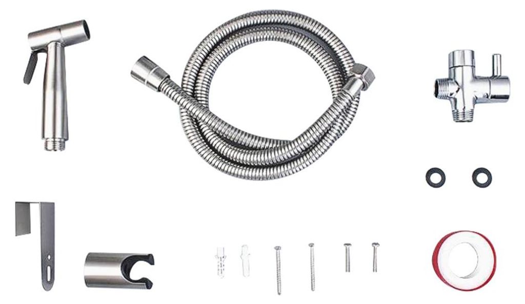 Edelstahl-Bidet-Sprühkopf, WC-Aufsatz, Reinigungsset, 1/2-Zoll-EU-Anschluss