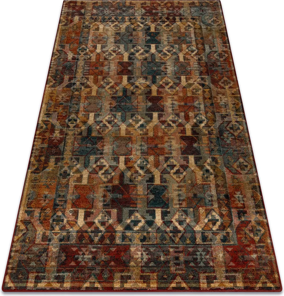 Grand tapis de salon en laine rouge rubis OMEGA HIMBA 170x235 cm chic