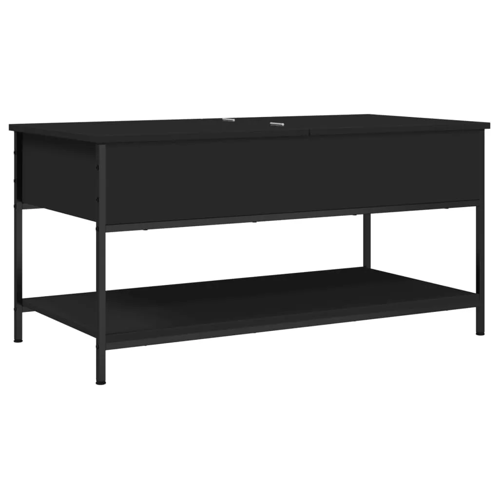Tavolino da Salotto Moderno 100x50x50 cm - Legno Nero e Telaio Metallo