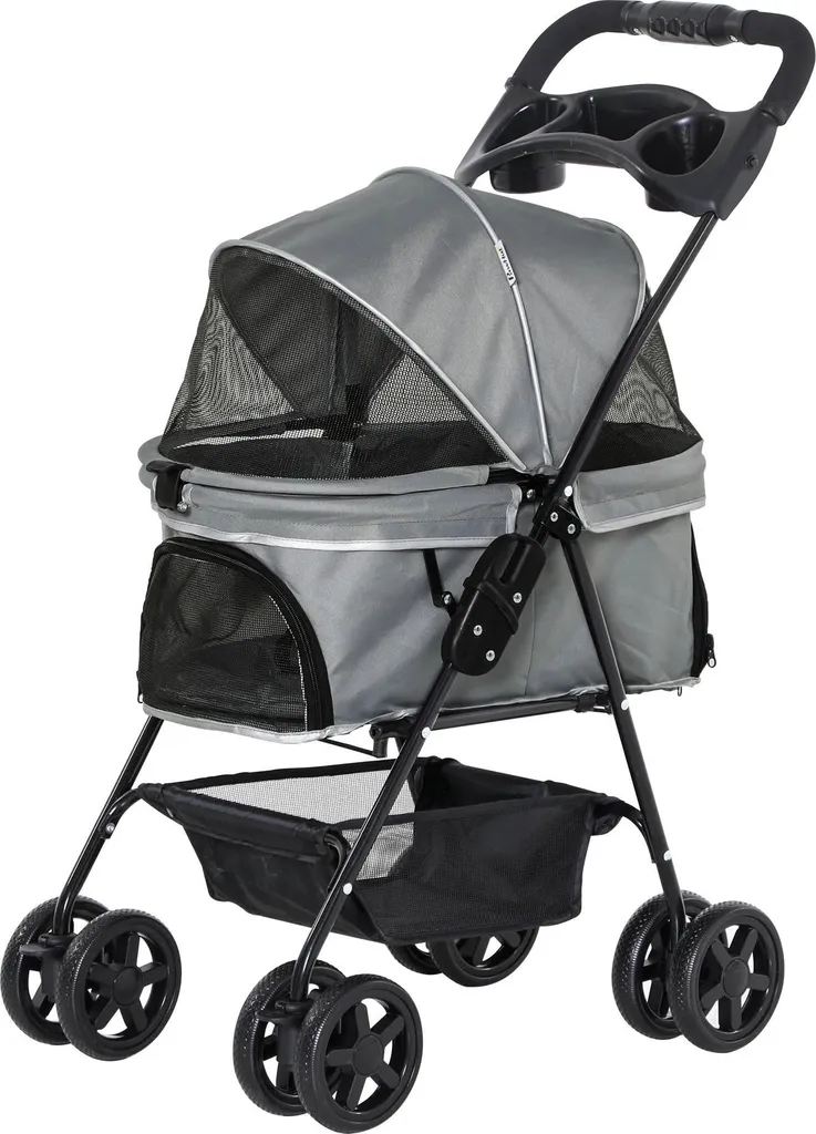Chariot pour chien fatigue soulagement articulations pliable gris