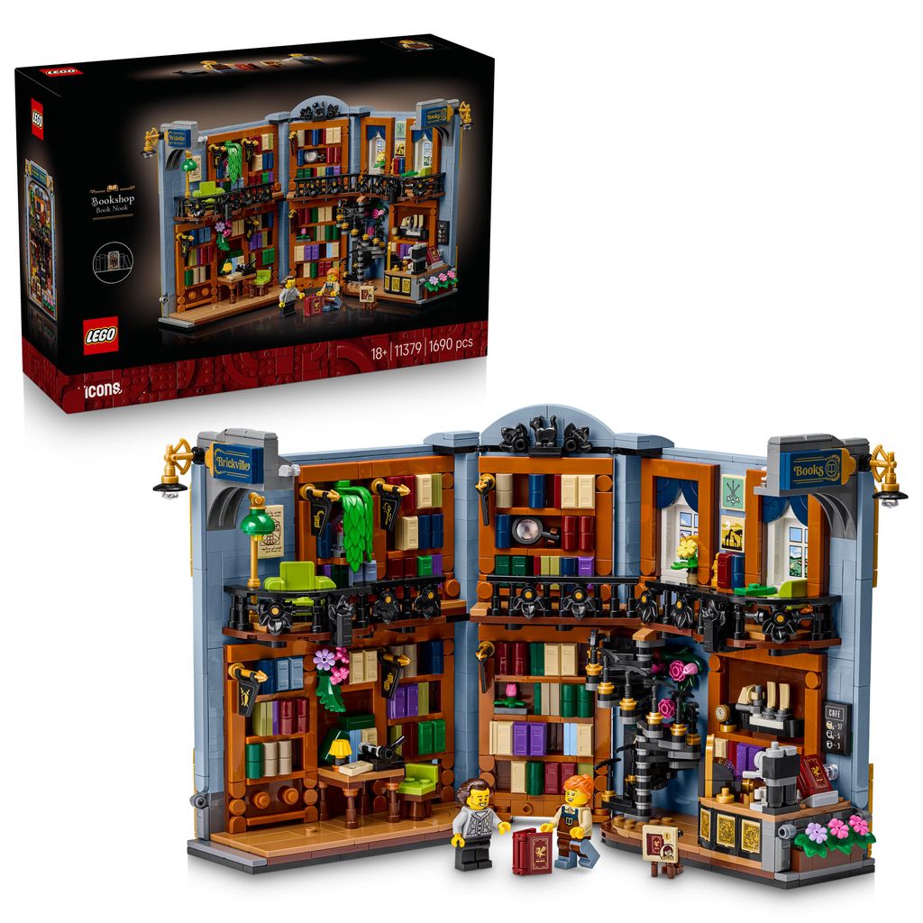 LEGO Icons Buchladen: Buchstütze Modellbausatz - 3D Regal Produktbild 