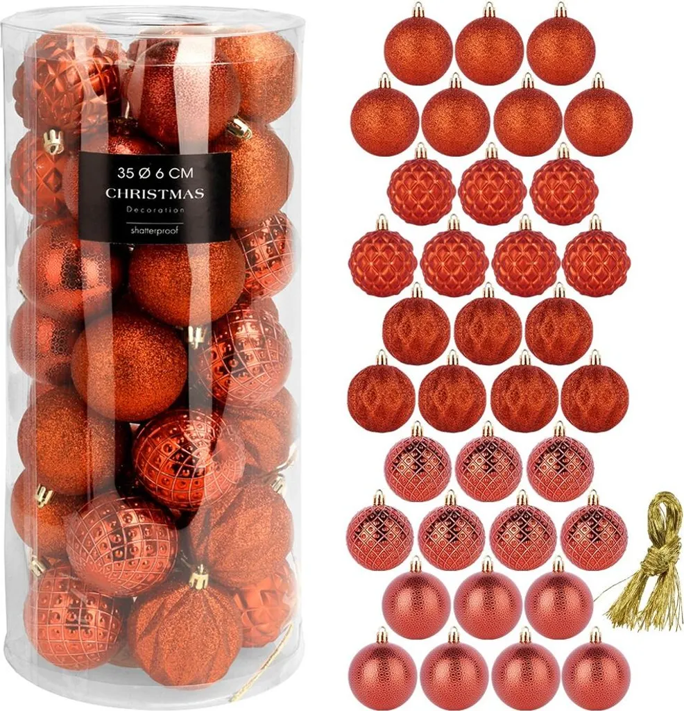 Lot de 35 boules de Noël 6 cm incassables pour décoration de fête - 23