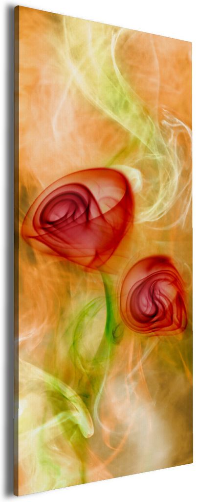 Wallario Premium Leinwandbild Abstrakte Rosen in Größe 30 x 75 cm