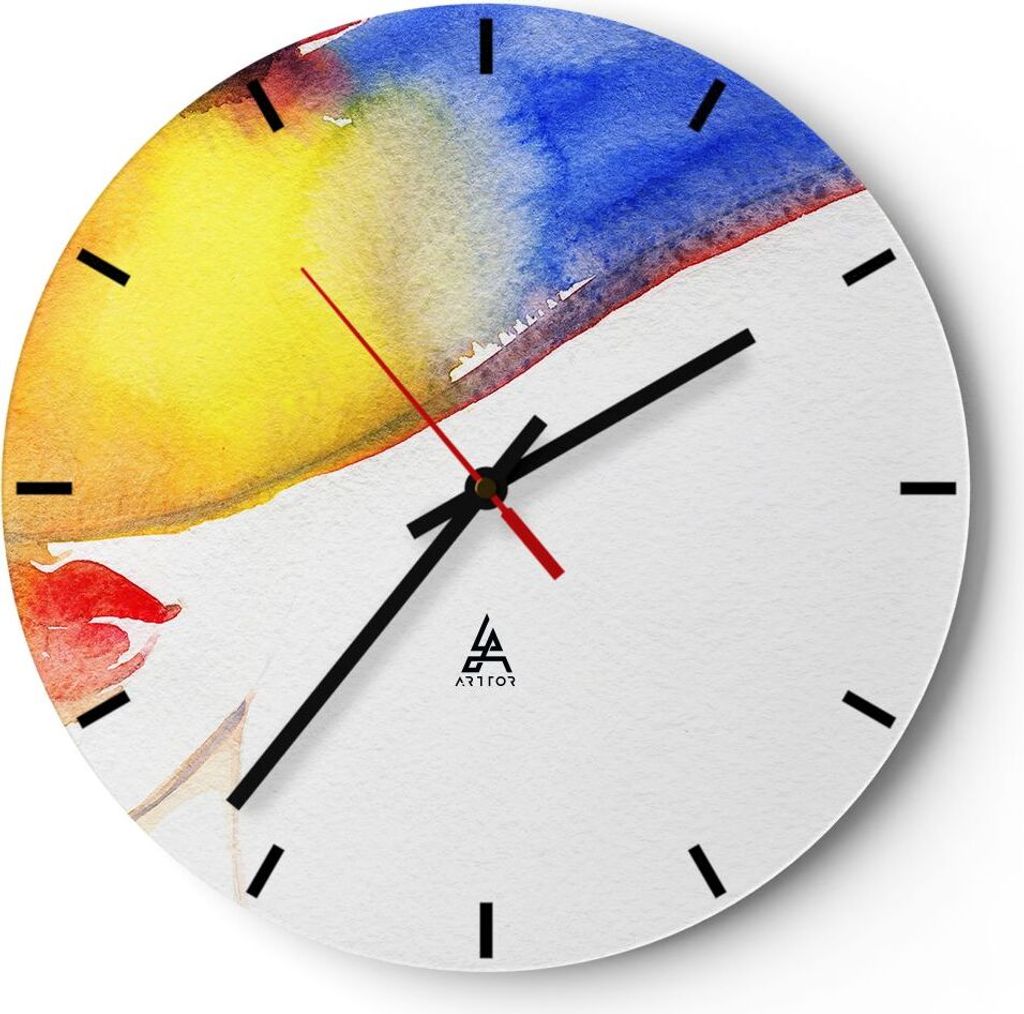 Wanduhr - Rund - Glasuhr - Modell modern schön Design - 40x40cm - Schleichendes Uhrwerk - Lautlos - zum Aufhängen bereit - Dekoration Modern - Wa...
