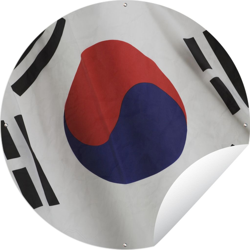 MuchoWow Gartenposter Outdoor-Poster Rund Nahaufnahme der Flagge von Südkorea Ø 120 cm Gartendeko Rundes Poster draußen