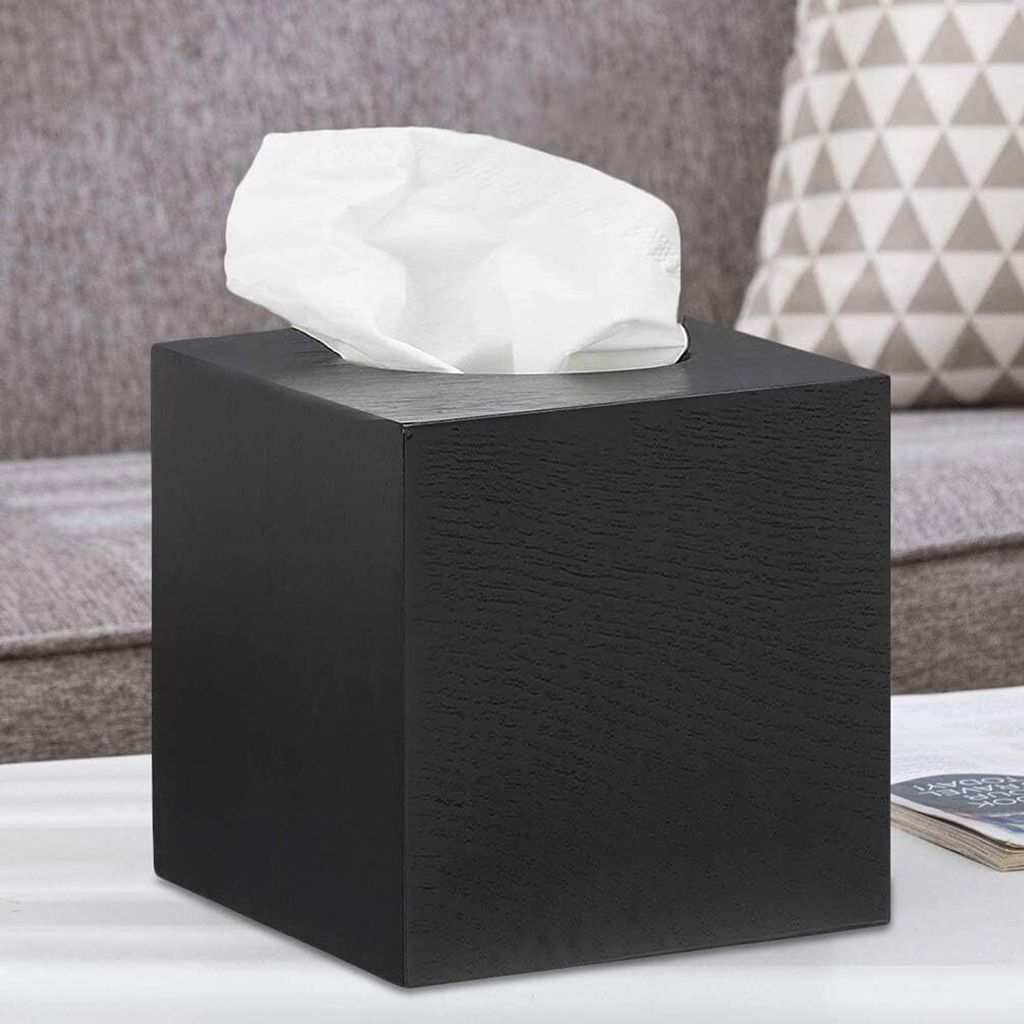 Quadratische Taschentuchbox aus Holz – stilvoller Taschentuchhalter für Esszimmer, Küchen und Büros; ideal für Arbeitsplatten und als Dekorat...