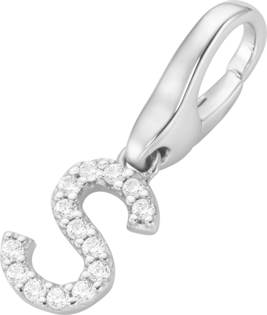 Charm Giorgio Martello Milano Buchstabe S, Zirkonia Steine, Silber 925 Weiss Onesize