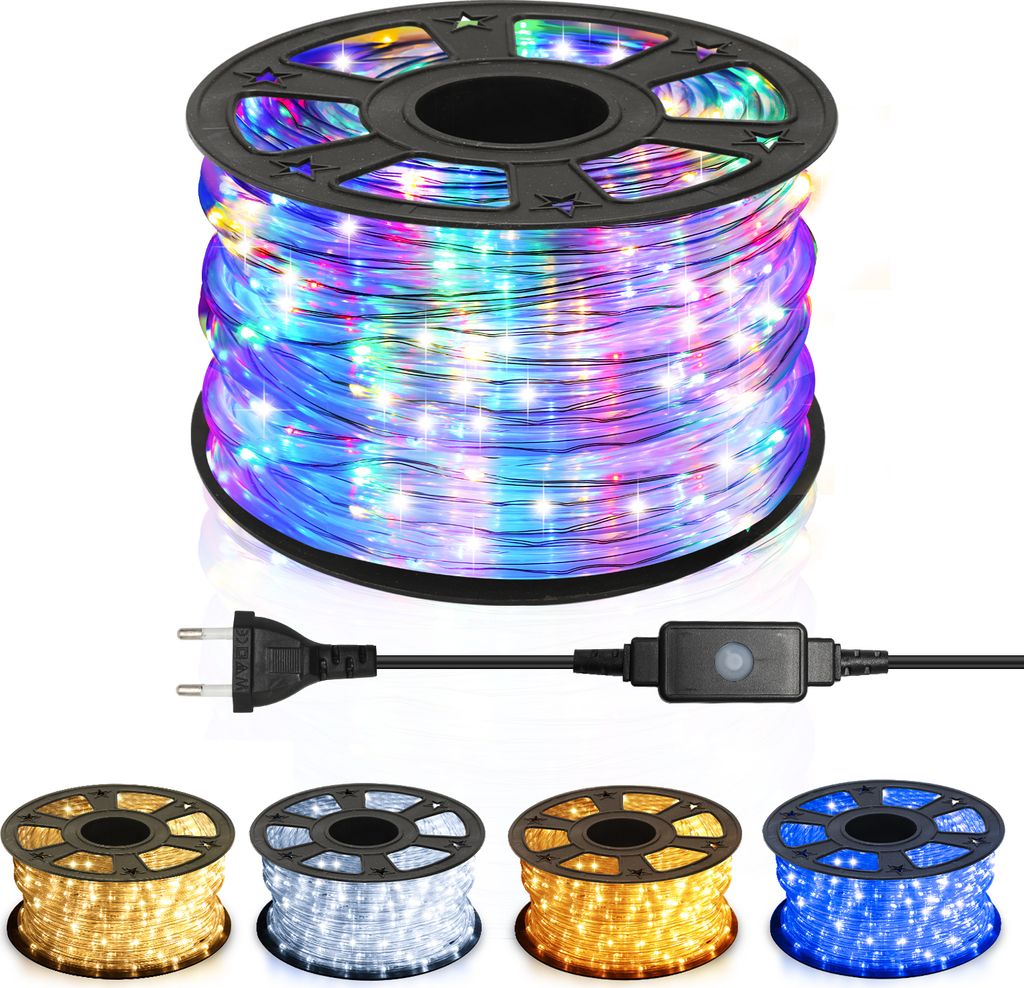 TolleTour LED Lichtschlauch Komplett Set mit Zubehör Lichterkette Beleuchtung Bunt 50 Meter LED für Drinnen/Draußen Weihnachten Beleuchtung Deko...