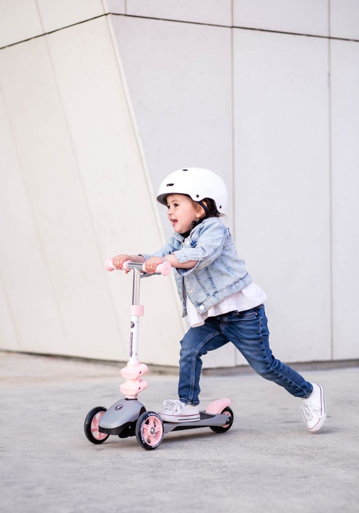 Kinder Roller Scooter mit LED Räder Abnehmbarem Sitz 3 Rad Höheverstellbare Rosa 