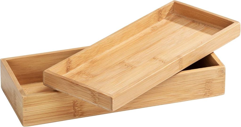 Bambus Aufbewahrungsbox mit Deckel - Multifunktionale Badewanne für Schmuck, Kosmetik und mehr