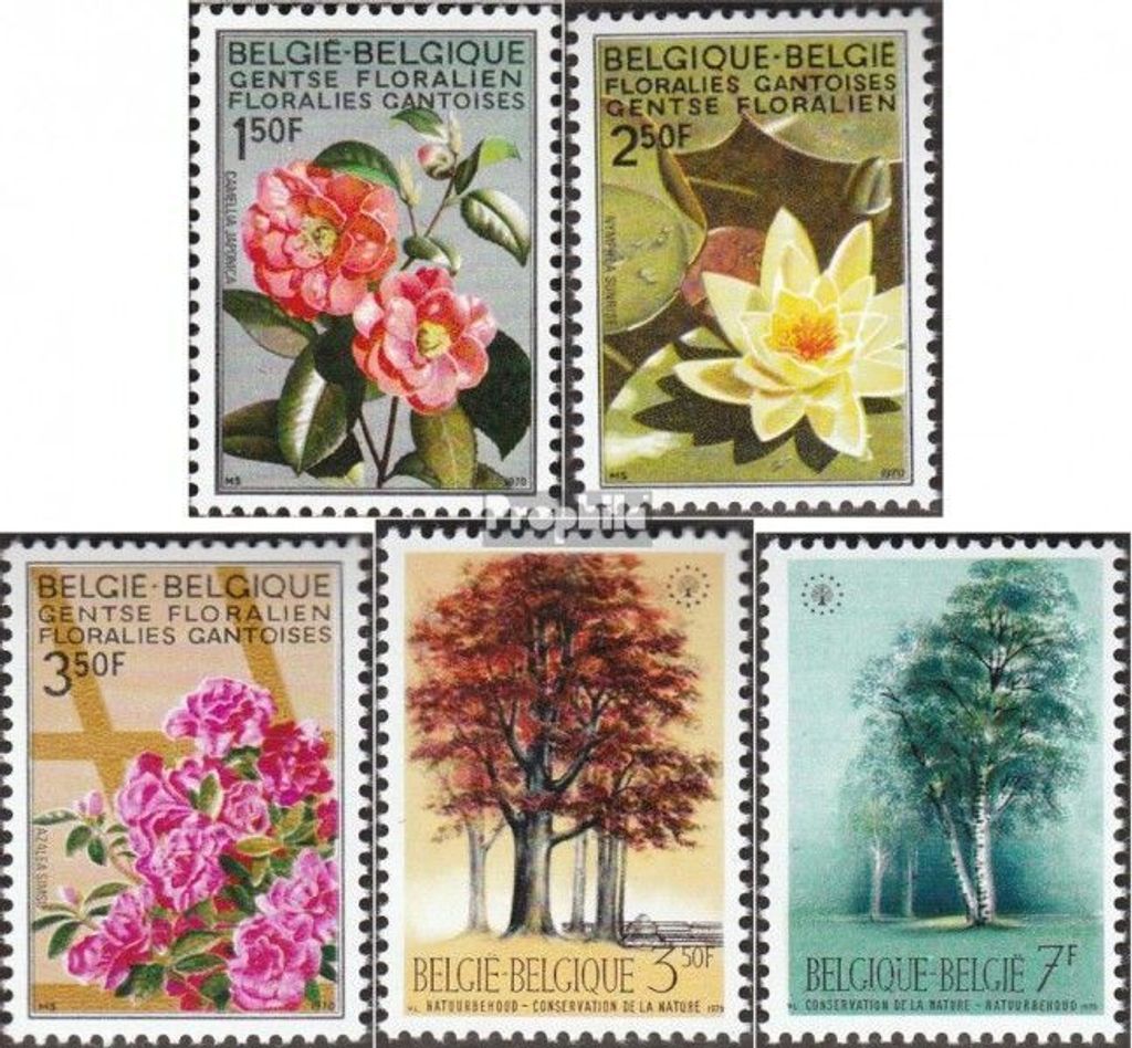 Briefmarken Belgien 1970 Mi 1580I-1582I,1583-1584 (kompl.Ausg.) postfrisch Genter Blumenschau