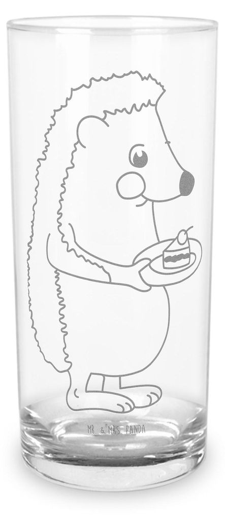 Mr. & Mrs. Panda Tumbler Igel Kuchenstück 400 ml - Transparent - Geschenk, Essen Spruch, Trinkglas, Kuchen, Torte, Geburtstagskuchen, Lustige Spr...