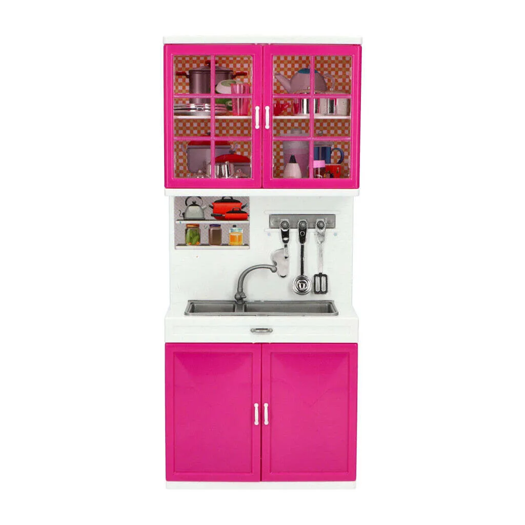 Cuisine Jouet en Bois avec Évier et Meubles de Rangement Fleur Set