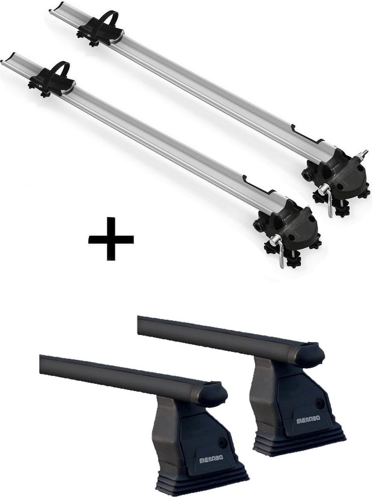 2x Fahrradträger Bike Pro + Dachträger Menabo Tema Stahl kompatibel mit für Mercedes E-Klasse W211 2002-2009