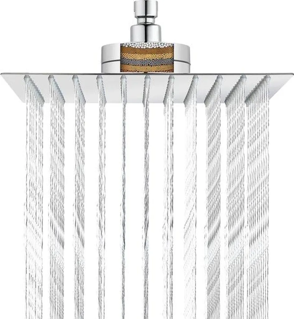 Pomme de douche inox 25 cm effet pluie - Finition chrome miroir anti-calcaire