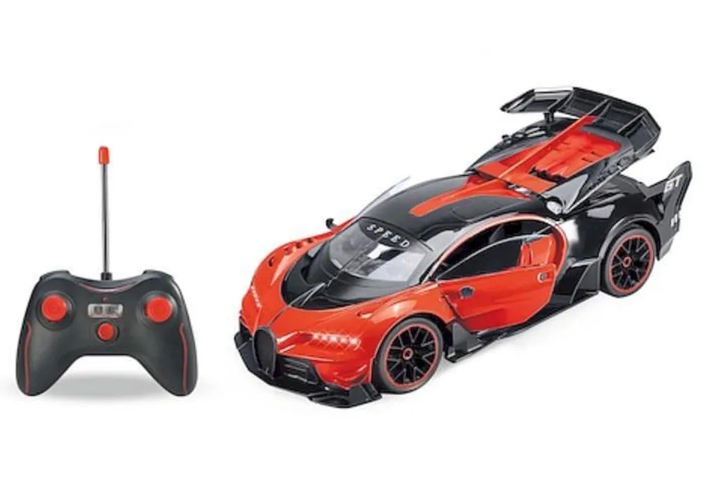 Voiture radiocommandée rouge rechargeable : fini l'achat de piles