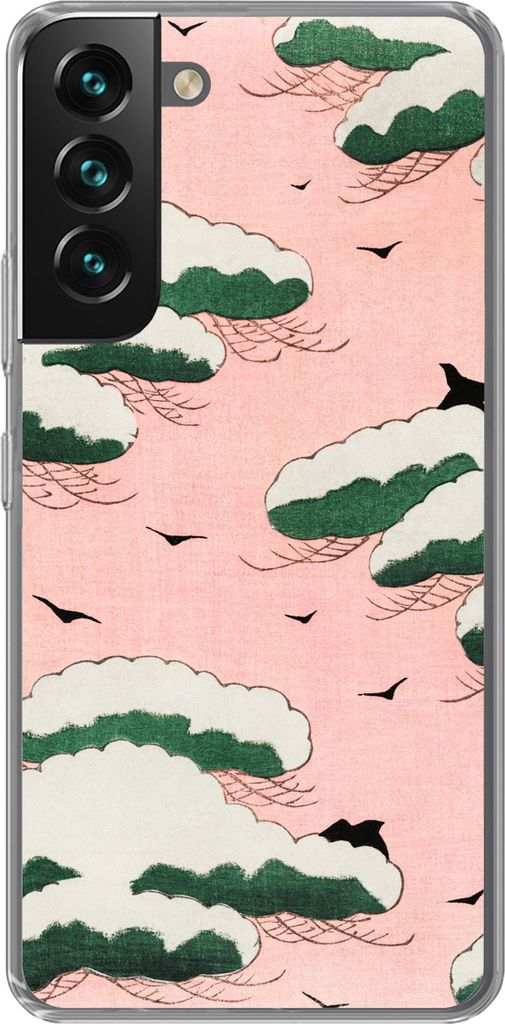 MuchoWow Handyhülle Schutzhülle Hülle für Telefoonhoesje Samsung Galaxy S22 Retro - Wolke - Vogel - Himmel - Japanisch Silikon Softcase Handy...