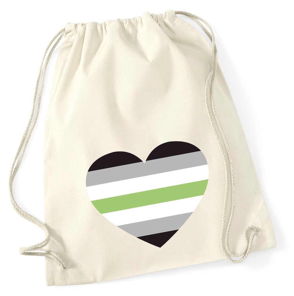 Huuraa Turnbeutel Agender Pride Flagge LGBTQ Herz 12 Liter Natural Baumwolle Rucksack Geschenkidee