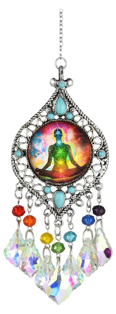 Chakra-Sonnenfänger, handgefertigter Sonnenfänger aus künstlichem Kristall, Zen-inspiriertes Prisma, Hängedekoration für das Fenster zu Hause,...