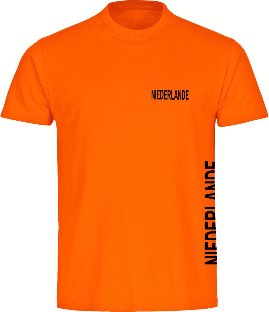 multifanshop Herren T-Shirt - Niederlande - Brust & Seite, orange-1, Größe S