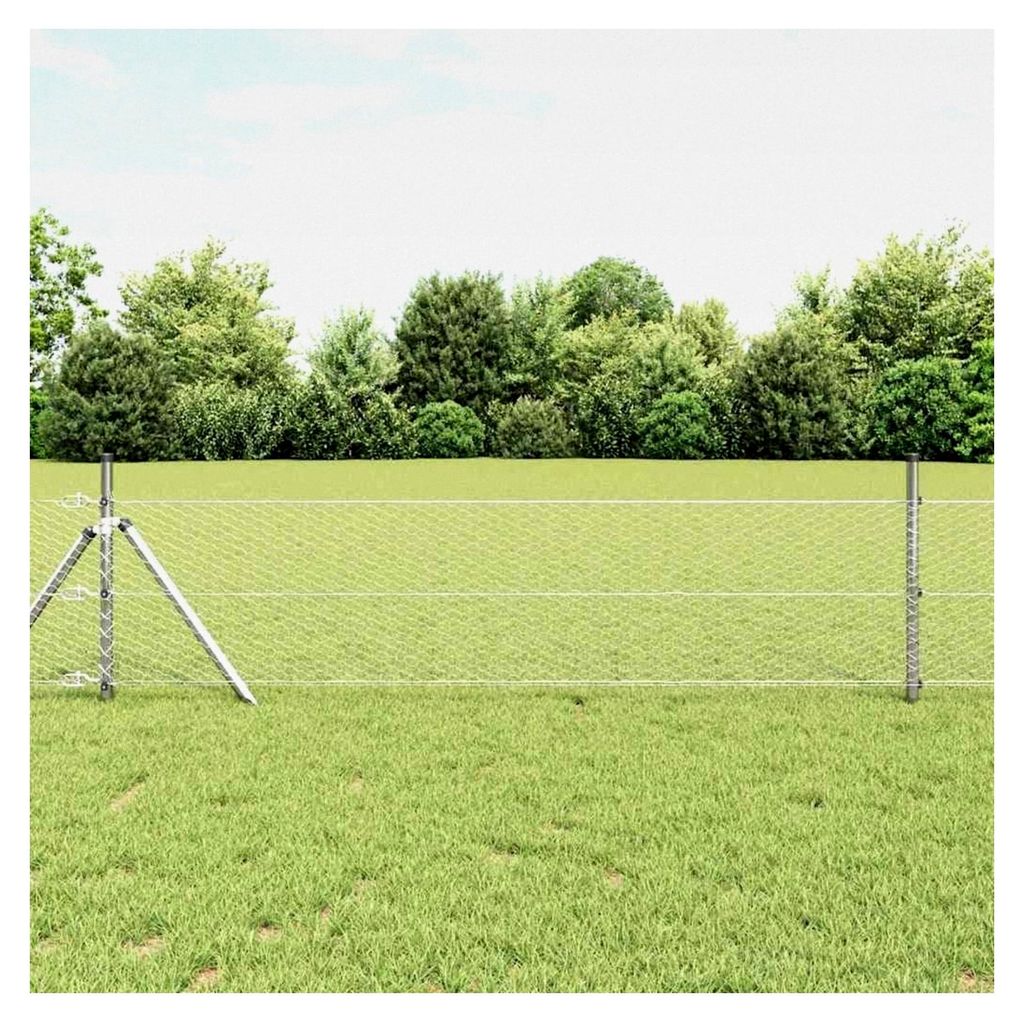 Zaunpfosten Silber 100 x 0,8 m (25 mm Gitter) Stahl Gartenzaun für Hundezaun, Weidezaun, Gartenzaun und Hühnerzaun