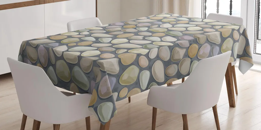 ABAKUHAUS Tovaglia Rettangolare Effetto Marmo 140x200 Cm – Con Venature Pietra, Resistente Alle Macchie, Grigio Polvere - 3
