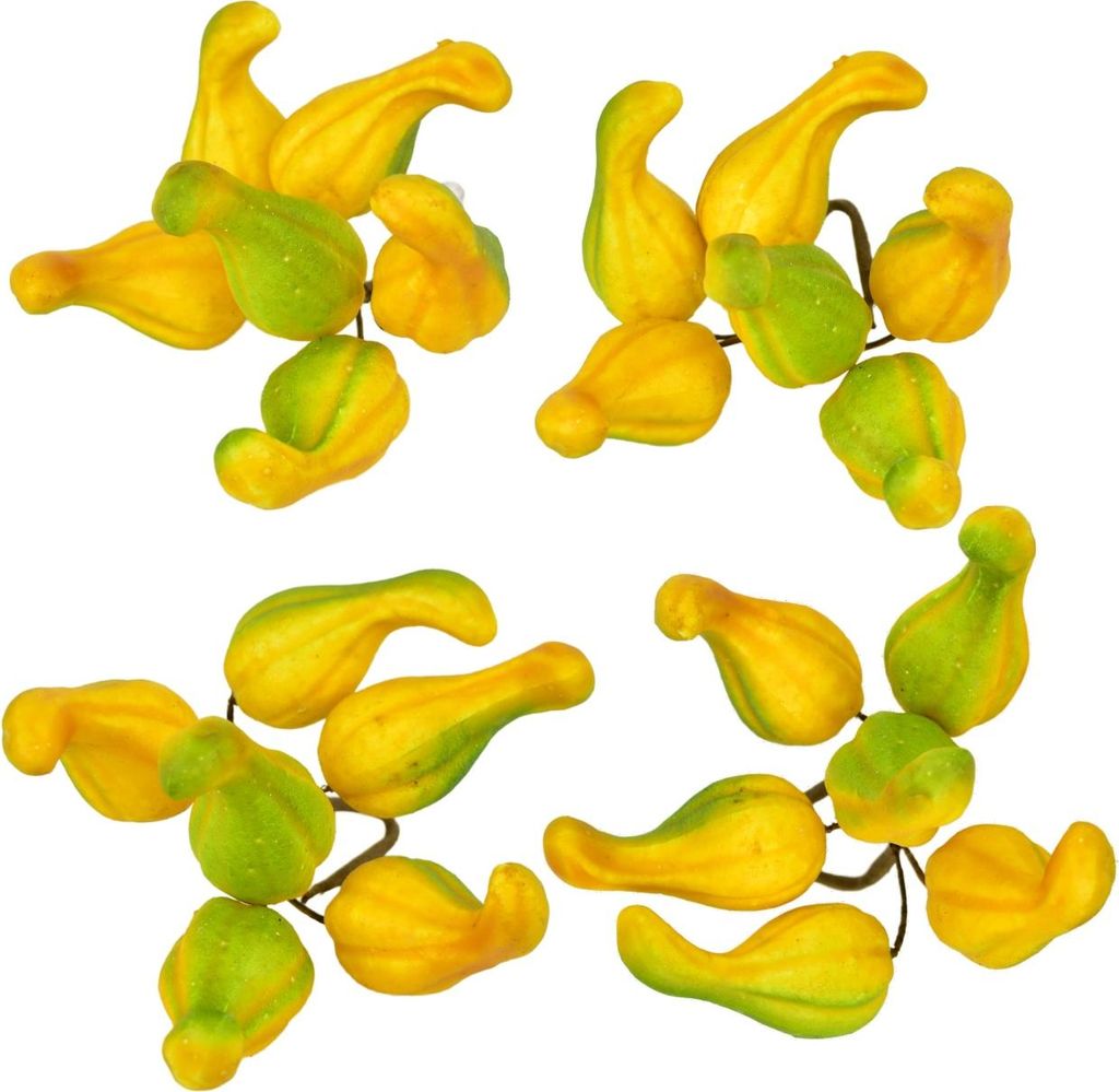 Kürbis-Dekorationen gelb-grün 6 Stück, Set 4 Stück