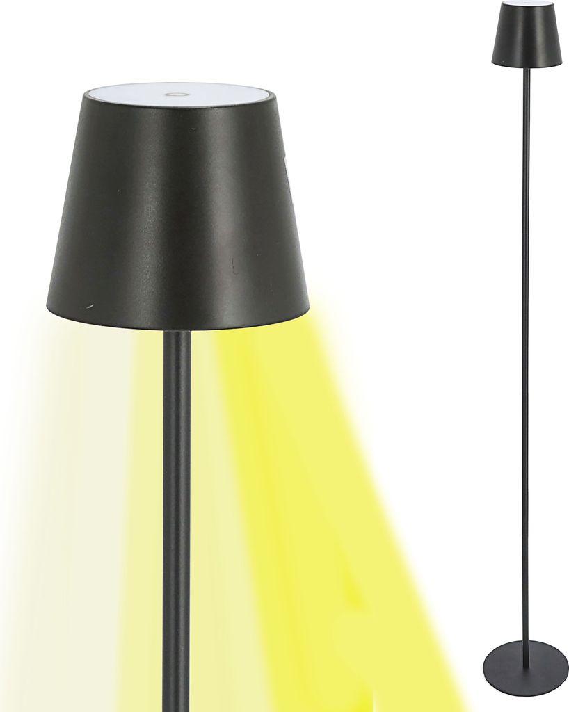 LED Stehleuchte schwarz 27 LEDs 10x120cm USB zu USB-C Ladekabel Touchfunktion stufenlos dimmbar warmweiß Stehlampe