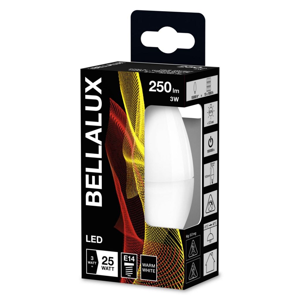 BELLALUX LED Classic B 25 SMD 3,2W E14 2700K LED-Kerze, Sockel E14, 3,2 Watt, Neutralweiß, 2700 K,