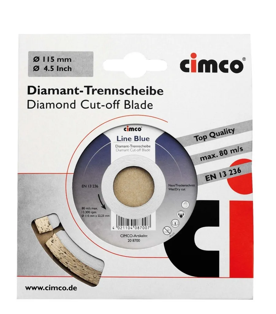 Cimco 20 8706 Disque à tronçonner diamanté 230mm à haute endurance