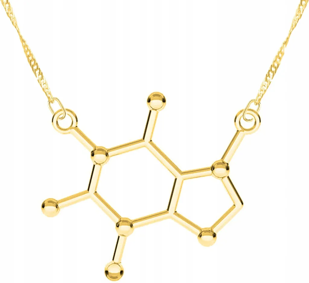 Collana con molecole di caffeina in argento placcato oro 585