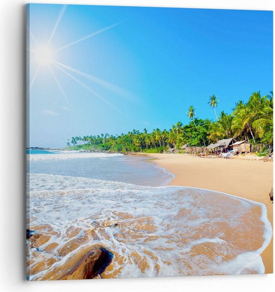 Bild auf Leinwand - Leinwandbild - Insel Landschaft Maledivie Freiheit - 70x70cm - Wand Bild - Wanddeko - Leinwanddruck - Bilder - Kunstdruck - Lei...