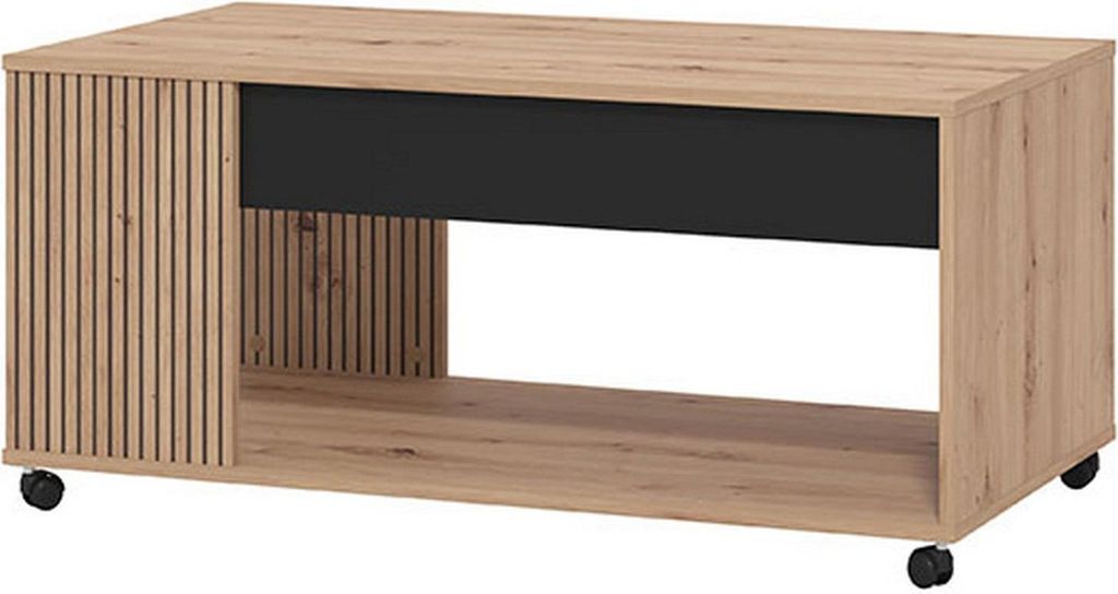 Dmora Couchtisch Cunico 101x55x46h cm Eiche Nussbaum, mit Füßen ein Fach