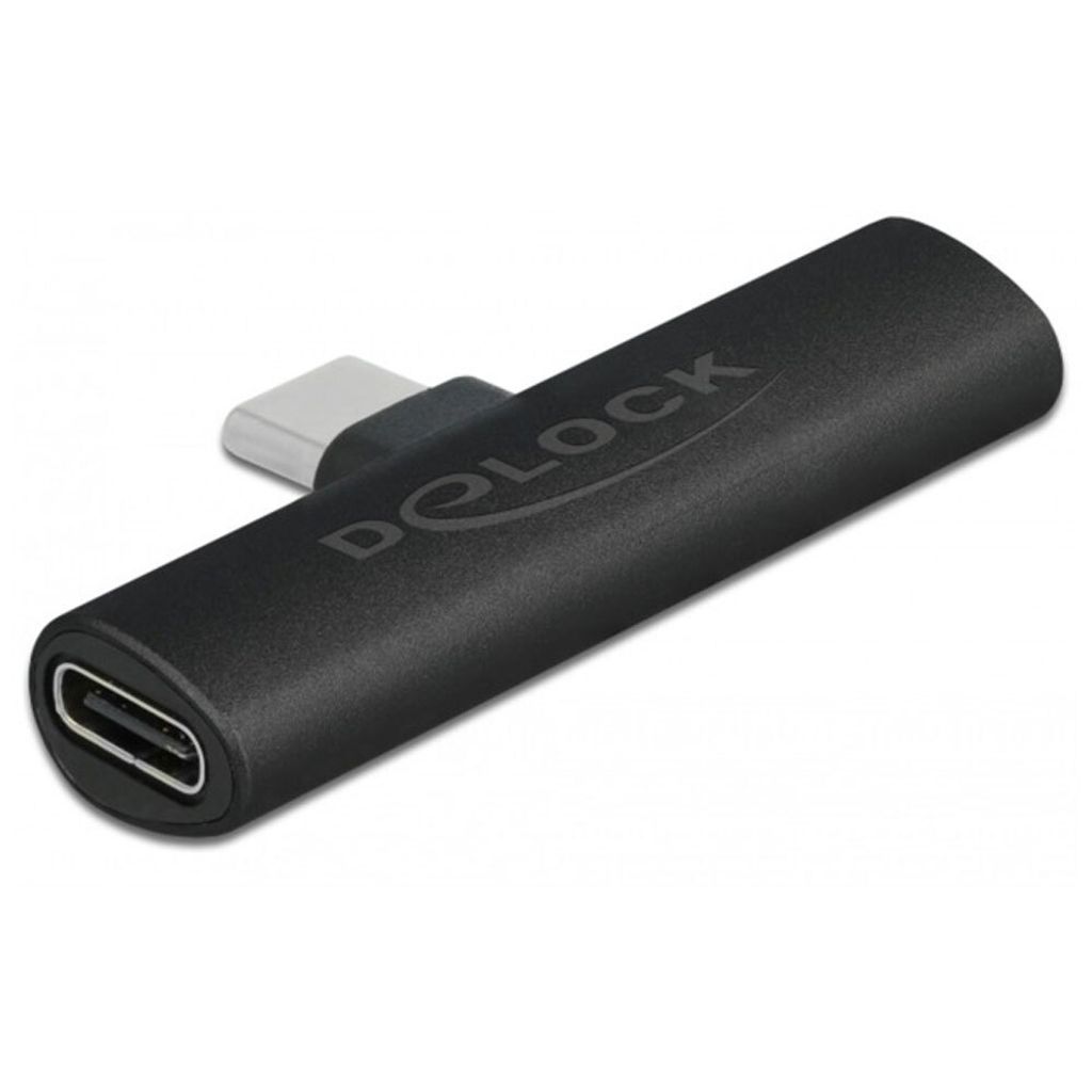 USB 2.0 Adapter, USB-C Stecker 90° > 2x USB-C Buchse (schwarz, PD, Laden mit bis zu 60 Watt)