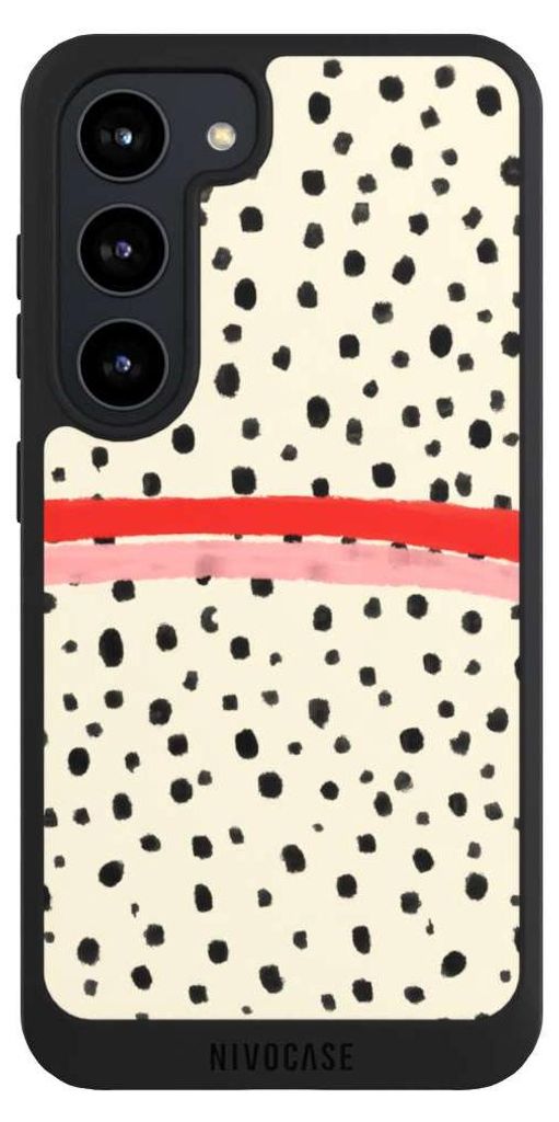 NIVOCASE Handyhülle für Samsung Galaxy S23 Hülle NIVOpure Case Schwarz Kunst Punkte Streifen