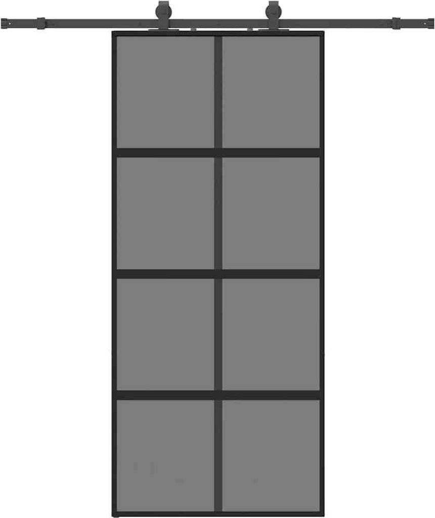 vidaXL Schiebetür mit Beschlag Schwarz 90x205 cm Hartglas
