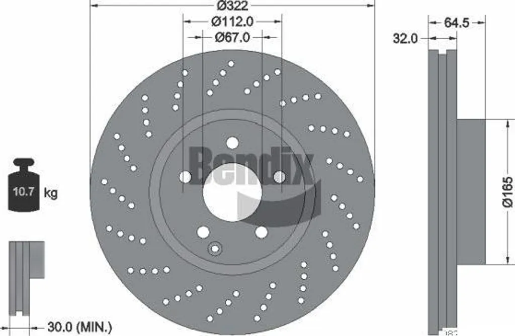Disque de frein BENDIX BDS1302HC OE A0004213012 pour Classe C et E