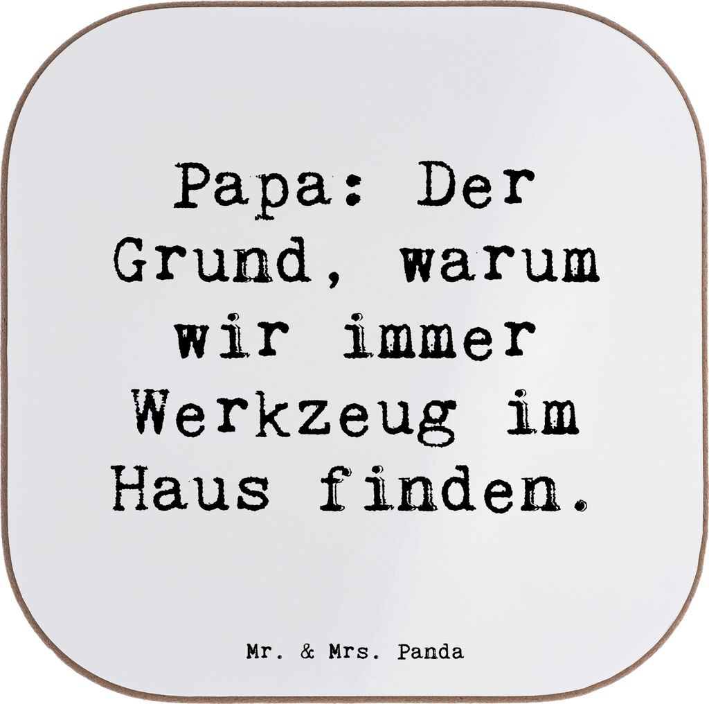 Mr. & Mrs. Panda Personalisierter Bierdeckel Papa Werkzeug - Weiß - Geschenk, Flaschenuntersetzer, handwerklich, Personalisierte Untersetzer, Pers...