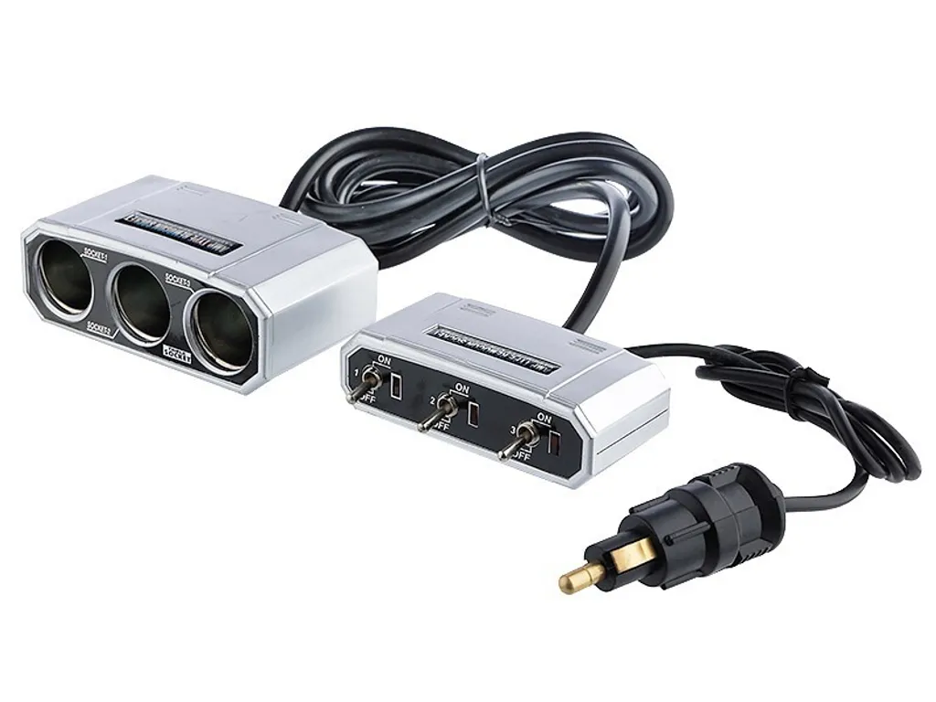 Adattatore Triplo 12V Presa DIN con Switch per Moto e Accessori Viaggio