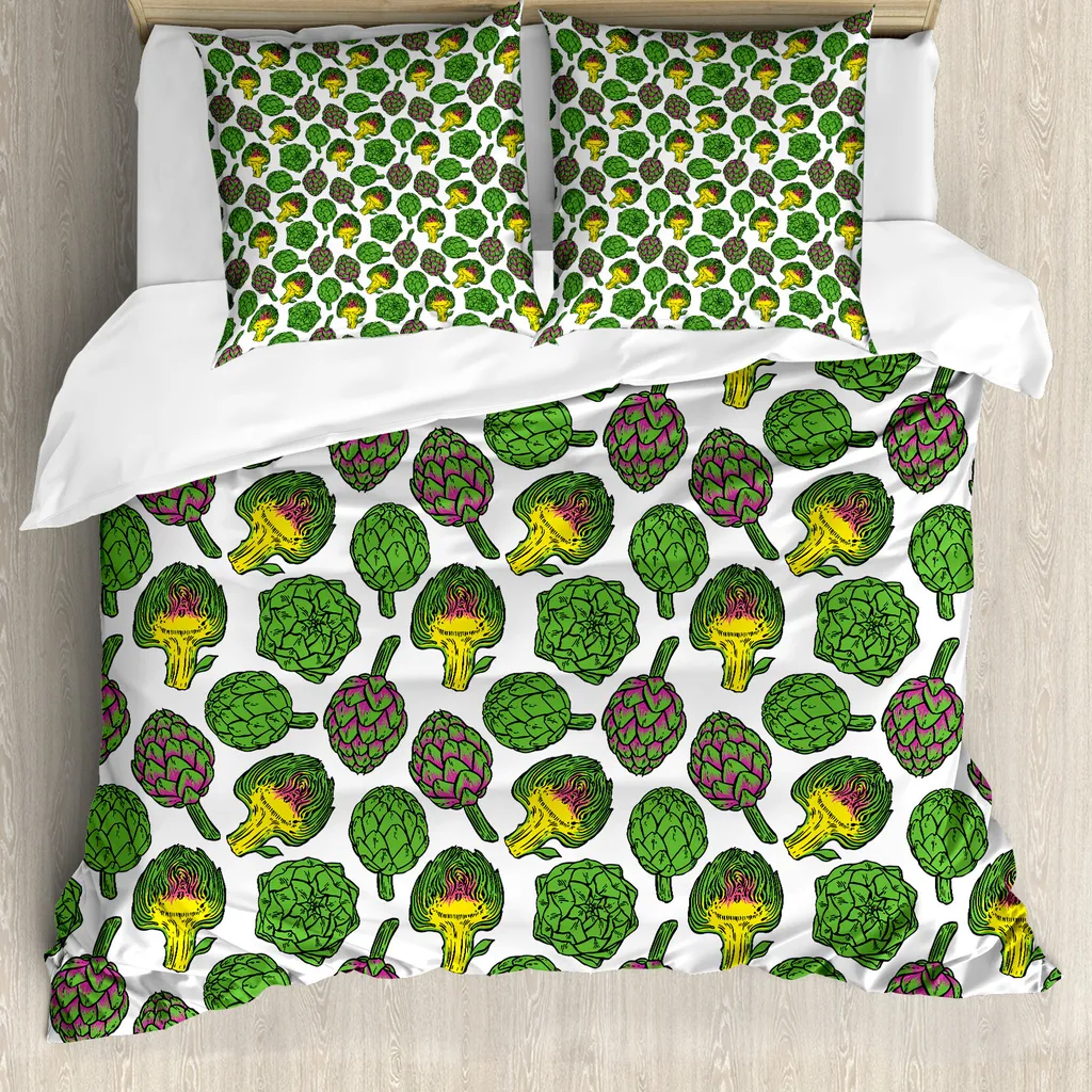 Linge de lit Artichaut pour chambre cuisine et nature 200x200 jaune