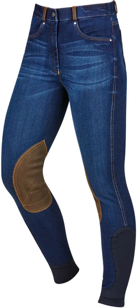 Pantalon équitation femme en jean avec empiècement daim Dublin Shona