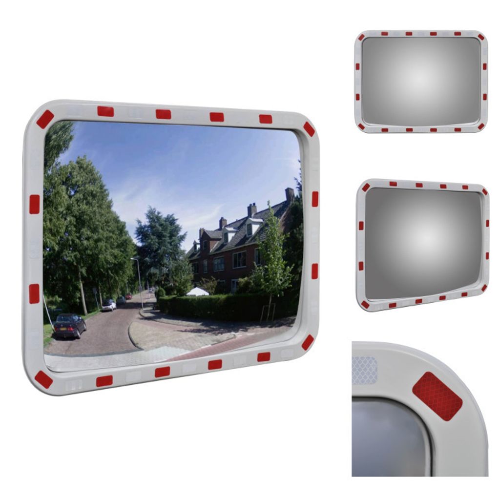 vidaXL Verkehrsspiegel Konvex Viereckig 40×80 cm mit Reflektoren - Verkehrsschilder