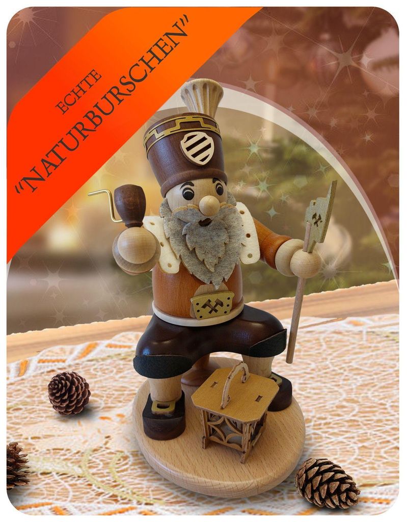 Räucherfigur Bergmann mit Erzstab BxHxT 14,5x23x14,5cm NEU Produktbild 