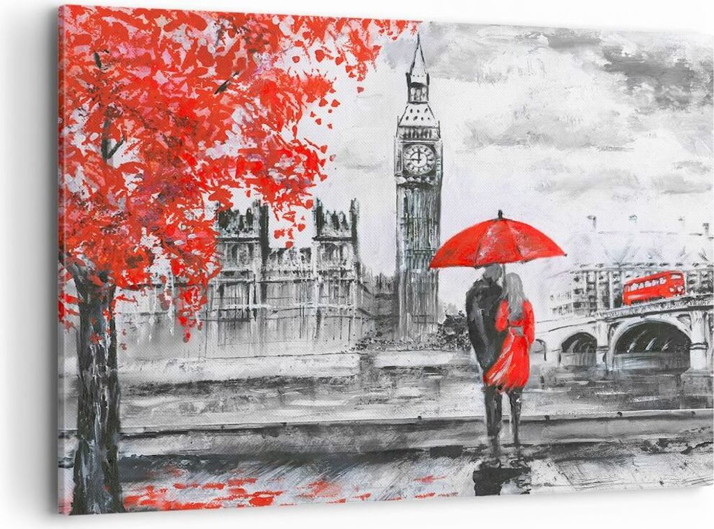 Bild auf Leinwand - Leinwandbild - London Architektur big ben - 120x80cm - Wand Bild - Wanddeko - Leinwanddruck - Bilder - Kunstdruck - Wanddekorat...
