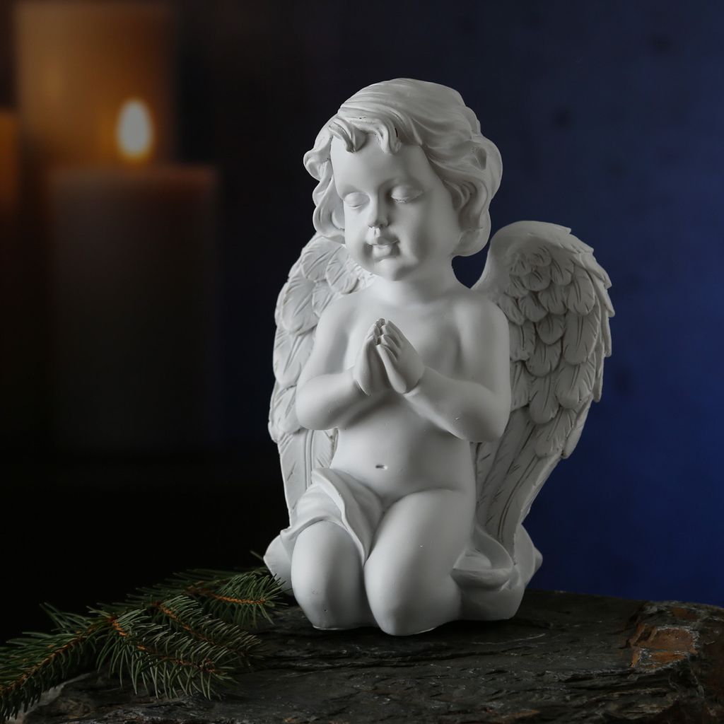 Engel weiss stehend betend GD-133 Engelfigur Skupltur Deko MystiCalls 