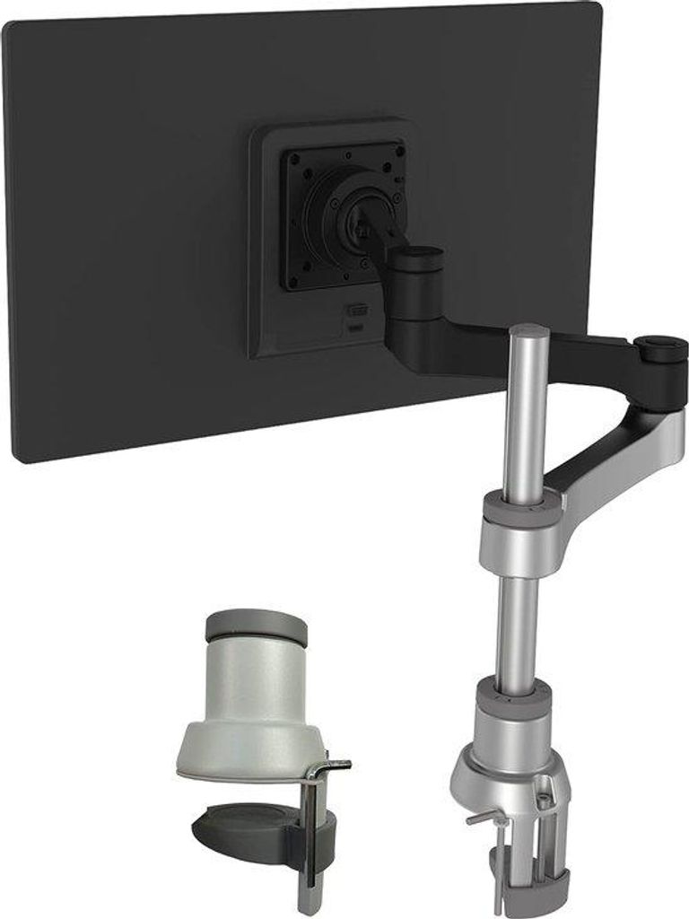 R-GO Zepher Monitorhalterung für 17-32 Zoll Bildschirme, 8 kg/Arm, VESA 75/100, neigbar, schwenkbar, drehbar, modular, werkzeuglose Montage