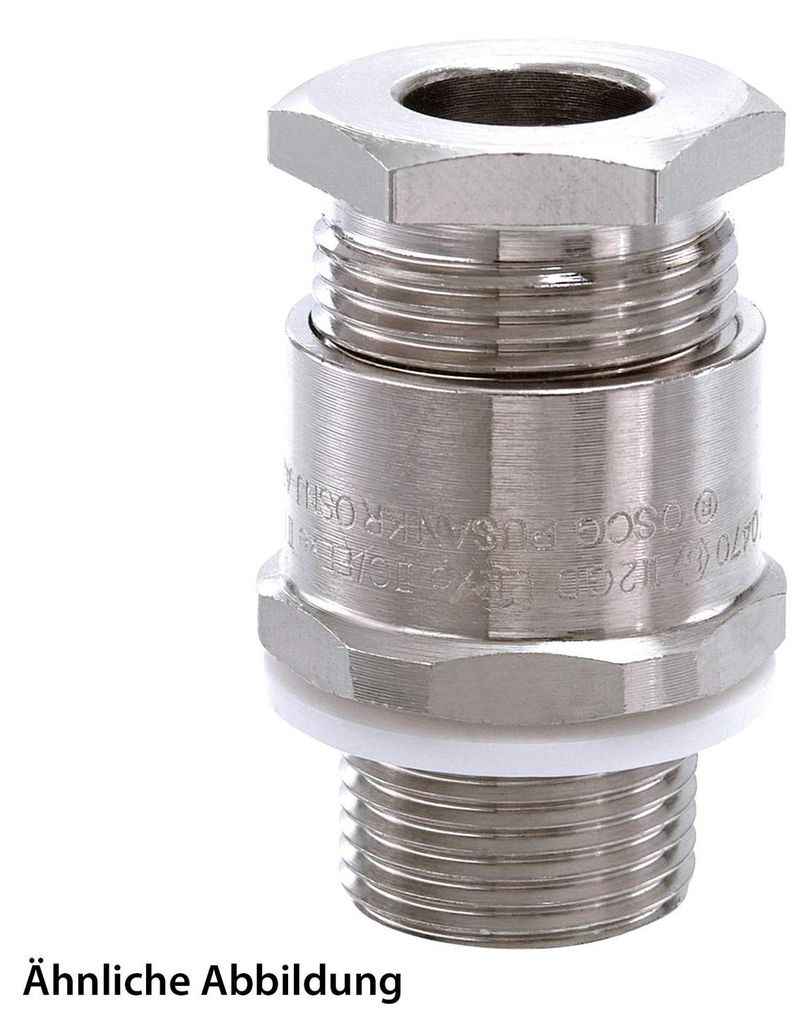 "ATEX-Verschraubung mit Druckschraube M16x1,5 incl. Gegenmutter Messing (CuZn) vernickelt II 2G (1,2) II 2D (21,22)"