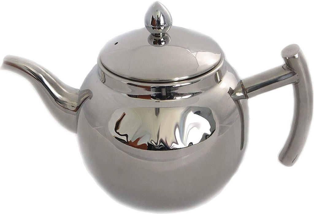 Design Edelstahl Teekanne oder Kaffeekanne mit Sieb und Deckel 1,5 Liter
