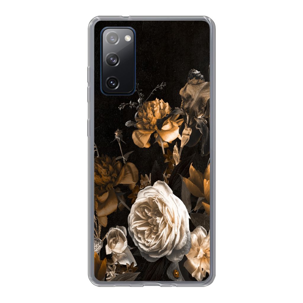 MuchoWow Handyhülle Schutzhülle Hülle für Samsung Galaxy S20 FE Rose - Gold - Blumenstrauß Silikon Softcase Handy Hülle - Abdeckung