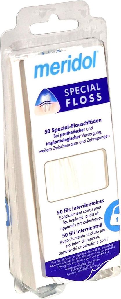 A package of Meridol Special Floss.